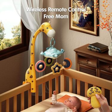 Мобіль для ліжечка TUMAMA 3 в 1 з проєктором, нічником та музикою для малюків