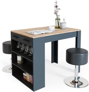 Набір обіднього столу Vicco Repose з 2 барними стільцями, 67x100 см, антрацит/дуб Голдкрафт