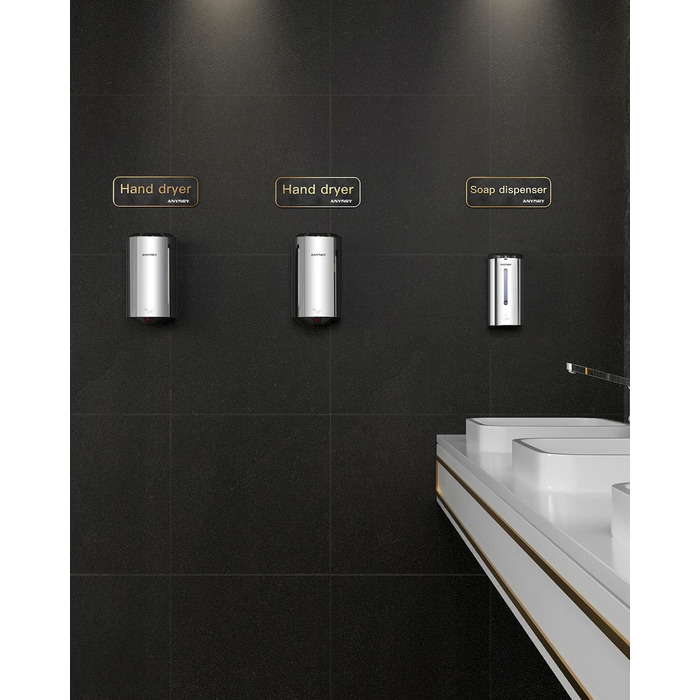 Автоматичний сушар для рук AnyDry 2805: компактний, високошвидкісний, з нержавіючої сталі, 1350W