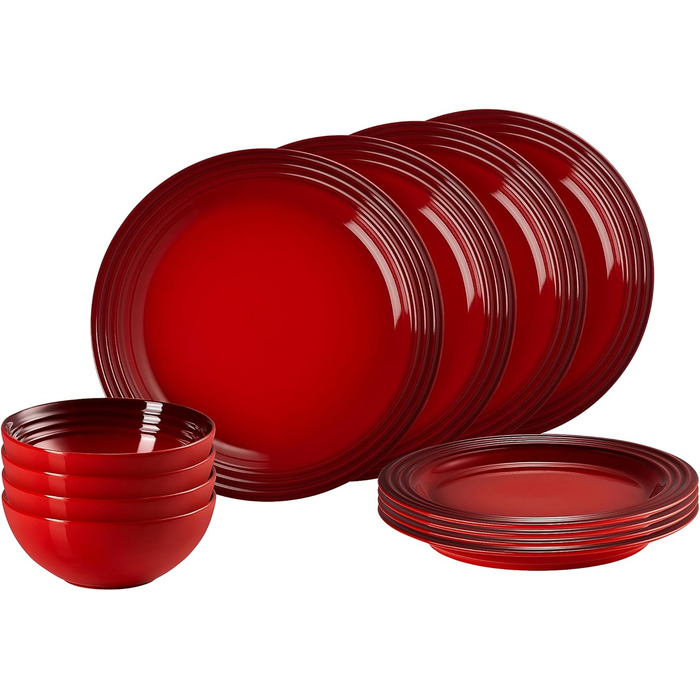 Набір посуду Le Creuset 12 предметів з кераміки (Steinzeug), 79351000907081, колір: вишневий
