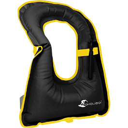 Надувний жилет для підводного плавання DOSURBAN для дорослих, регульовані легкі куртки для підводного плавання захисні жилети для дайвінгу, підводного плавання, Плавання, серфінгу (навантаження до 200 фунтів) (чорний)