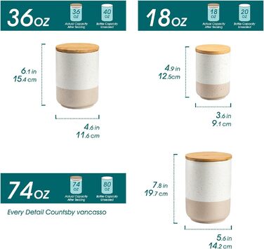 Керамічні банки для зберігання vancasso з герметичними кришками, 2200 мл/1120 мл/550 мл, для кухні, бежеві