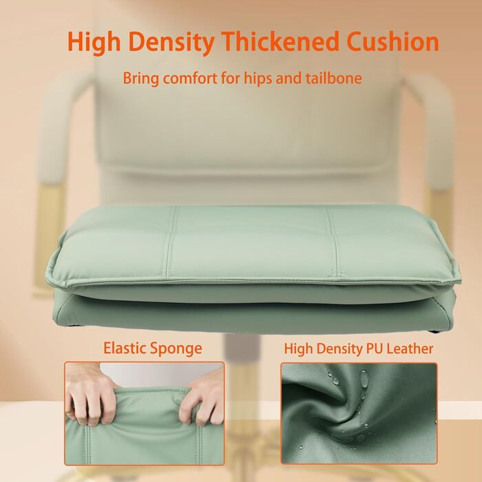 Крісло офісне Clatina, регульована висота, з підлокітниками, обертове, для роботи, зелений, 1 шт.