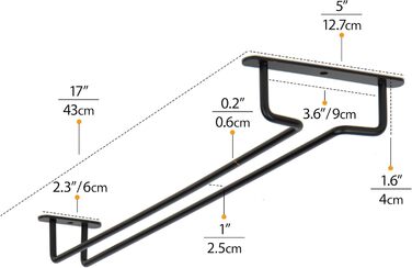 Кріплення для келихів Wallniture Brix, 43.2 см, чорний, 2 шт.