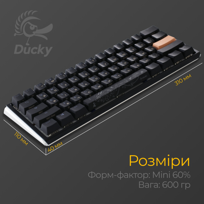 Механічна клавіатура Ducky One 3 Mini Cherry MX Brown RGB Black UA