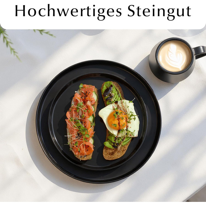 Набір посуду Miamio для 8 осіб (24 елементи) з каменю, сучасний сервіз, підходить для миття в посудомийній машині та використання в мікрохвильовій печі, білий колір