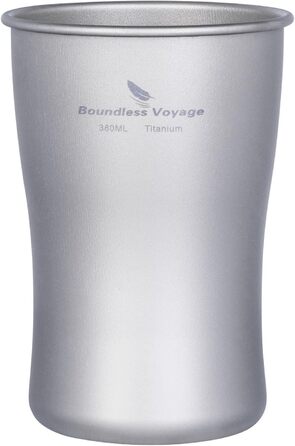 iBasingo Титановий стакан для кемпінгу 600мл, 380мл - легкий, міцний, для напоїв, з об'ємом 380мл та 600мл Ti3233D, Ti3232d