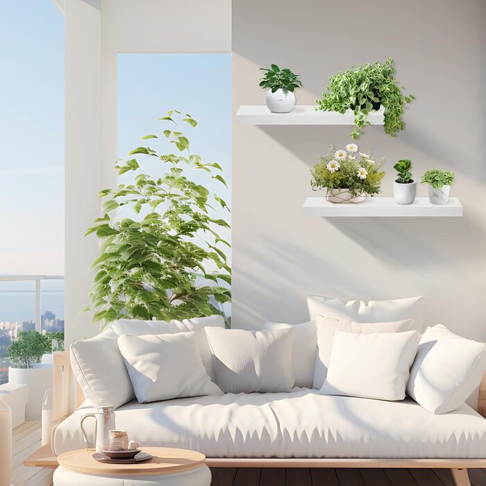 Набір настінних полиць 4 шт. для декору та книг з МДФ, білі 40x14x3 см