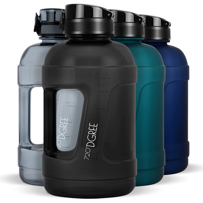 Пляшка для пиття для фітнесу 720D з ручкою глечик для пиття - - без BPA, герметична - велика пляшка для води XXL для занять спортом, тренажерного залу, тренувань-пляшка для фітнесу, спортивна пляшка, пляшка для спортзалу (2300 мл, 05 онікс чорний-чорний /