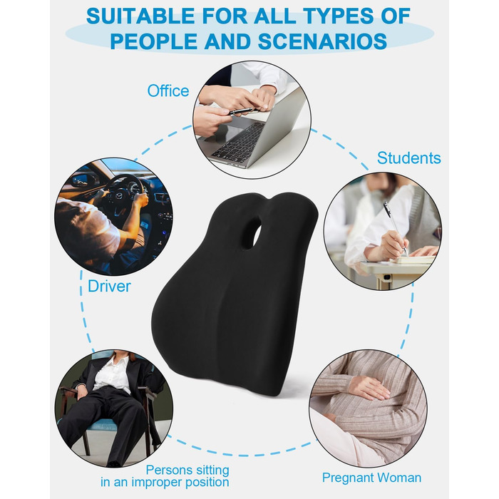 Подушка для спини FAOKZE з Memory Foam, ергономічна подушка для офісного крісла та дивана, антистатична та приємна до шкіри, для зручної посадки