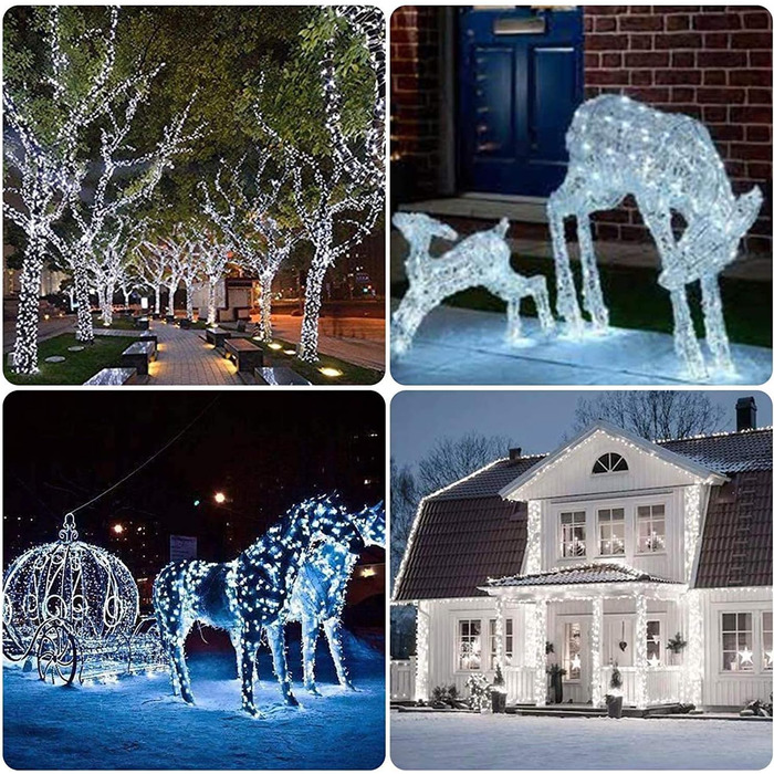 Гірлянда святкова 100м, вологостійка, для дому та саду, з пультом, 8 режимів, біла