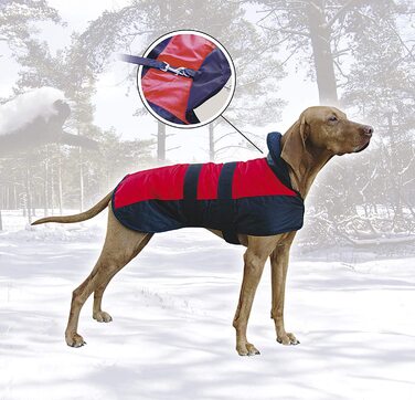 Пальто для собак Карлі Білий ведмідь L 65 см червоного кольору 2 ременя на животі
