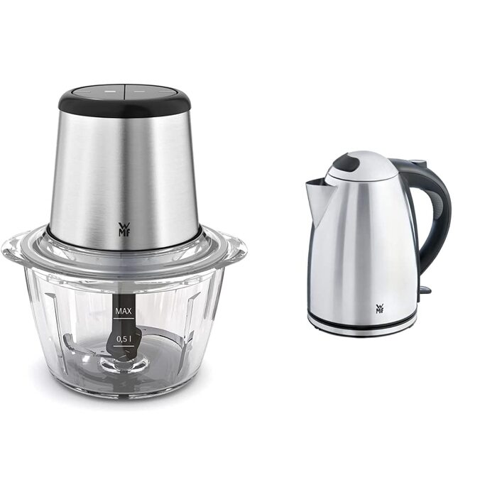 WMF Kult X Електричний подрібнювач – міні-подрібнювач з скляною чашею та лезами з нержавіючої сталі, для овочів, трав, горіхів. Мийний в посудомийній машині, компактний та довговічний