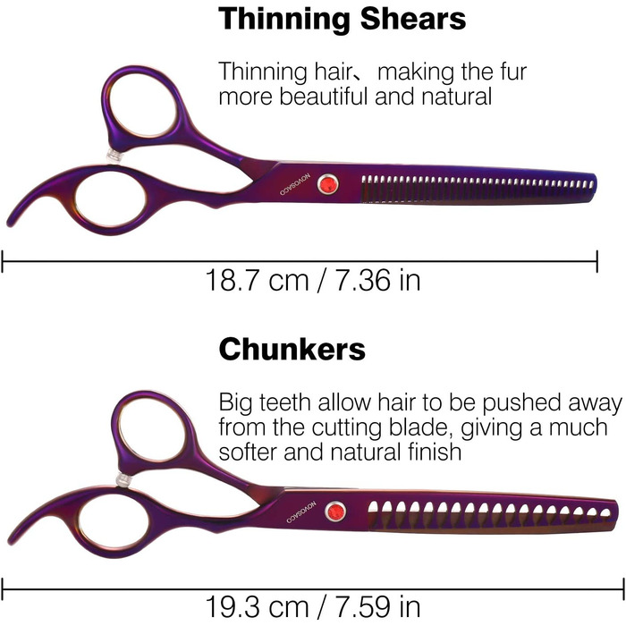 Набір професійних ножиць для собак NOVOSACO 7" фіолетовий