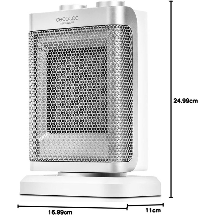 Обігрівач настільний Cecotec ReadyWarm 1500 Max Ceramic Rotate – керамічний, 1500 Вт, з регулюванням температури та 3 режимами, площа обігріву 15 м², білий
