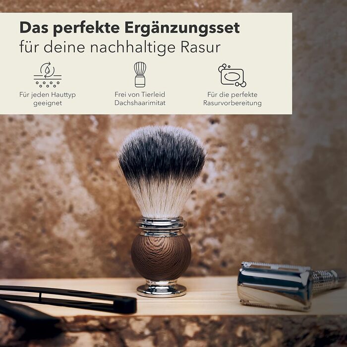 Щітка для гоління Strtebekker Premium - імітація борсукової шерсті - високоефективна піна - веганська - вологе гоління - Щітка для гоління - вкл. упаковку