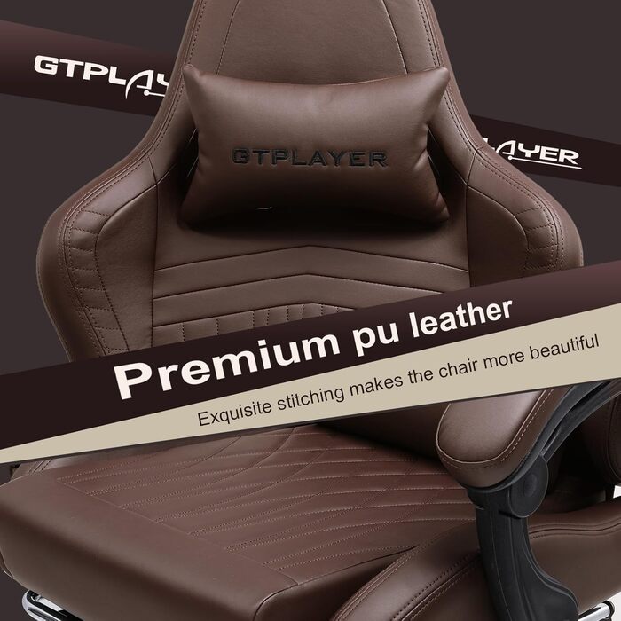 Ігровий крісло GTPLAYER з різдвяним мотивом, з підніжкою, широке сидіння, з подушкою для спини та синхронізованими підлокітниками для великих людей【Велюр】 (Коричневий)