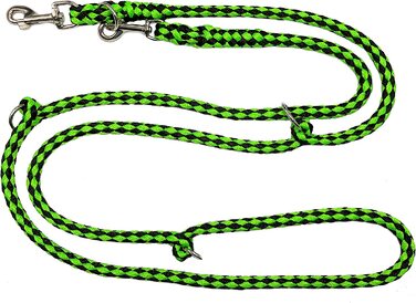 Повідець для собак elropet, подвійний повідець 2,80 м, Регульований в 4 рази, чорно-неоново-зелений