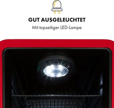 Klarstein Mini-холодильник з скляною дверцятами, 48 л, для кімнати та офісу, з висувною полицею, тихий, 0-10°C, червоний