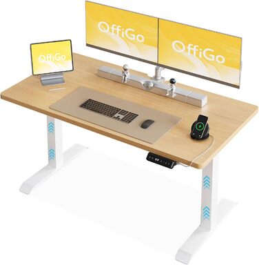 Електричний стіл OffiGo з регулюванням висоти, 120x60 см, дуб, 2 мотори, USB-порт, пам'ять