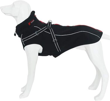 Куртка для собак Hmpet, вітрозахисна жилетка для собак, тепле пальто для собак з рефлекторними смужками, одяг для собак Kate's weather, для собак середнього розміру, червоний, (XS, чорний)