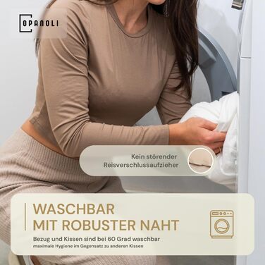 Вагітне ортопедичне подування Opanoli® з 100% бавовни, біле - подушка для вагітних у формі тіла, Öko-Tex, можна прати, м'яка подушка, подушка для годування, Body Pillow білий (бежевий, подушка з чохлом)