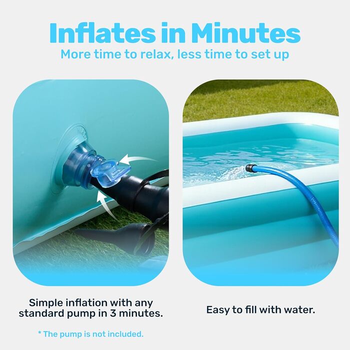Надувний басейн Sloosh з сидіннями, 304.8 x 182.8 x 55.8 см, посилений басейн для сім'ї, ідеальний для літніх вечірок біля води в саду, на терасі або на газоні (Цяню)
