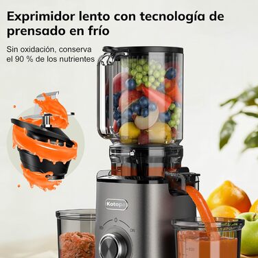 Електричний соковитискач для овочів та фруктів, Slow Juicer, сірий (120 мм, 600 мл)