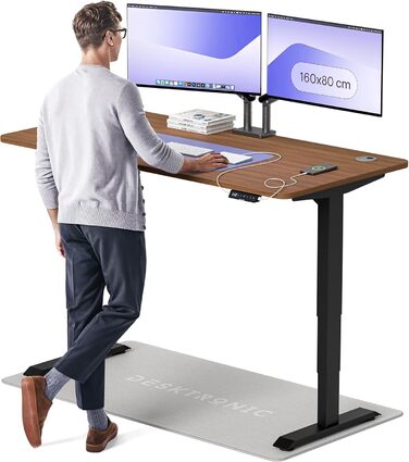 Електричний стіл Desktronic HomePro 160x80 см з регулюванням висоти, подвійний тихий мотор, сенсорне управління, підвищена вантажопідйомність, для дому та офісу