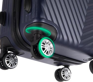 xRace Набір валіз 3 шт. ABS, 20/24/28 дюймів, ручна поклажа, TSA замок, 360° колеса, стійкий до ударів, преміум підкладка (Морська синя)