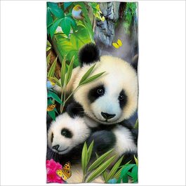 Пляжний рушник Zomer 70x140 см, пляжний рушник з мікрофібри з принтом-велика панда (Panda 2)