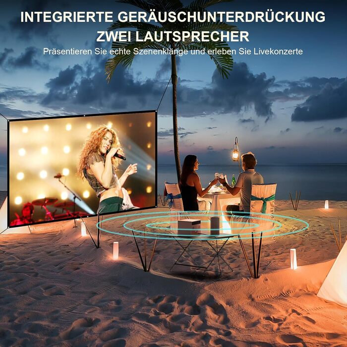 Проектор Mini Beamer 1080P Full HD 23000L з автофокусом, корекцією трапеції, WiFi6, Bluetooth, 4K, 360° обертання для телефону