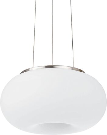 Підвісний світильник EGLO connect LED Optica-C, підвісний світильник для розумного будинку, підвісний світильник зі сталі, колір нікель-матовий, скло опаловий матовий білий, Ø 37,5 см, з регулюванням яскравості, білі тони та кольори регулюються Ø 37,5 см