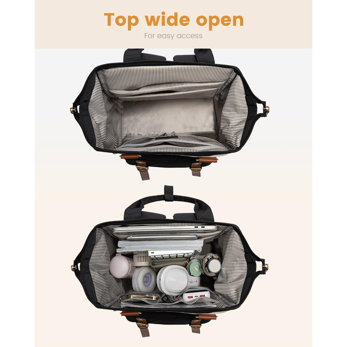 Рюкзак LOVEVOOK для дівчат, жінок, підлітків: шкільний, для ноутбука (17 дюймів), водонепроникний, універсальний (університет, бізнес, подорожі), чорний+бежевий+коричневий