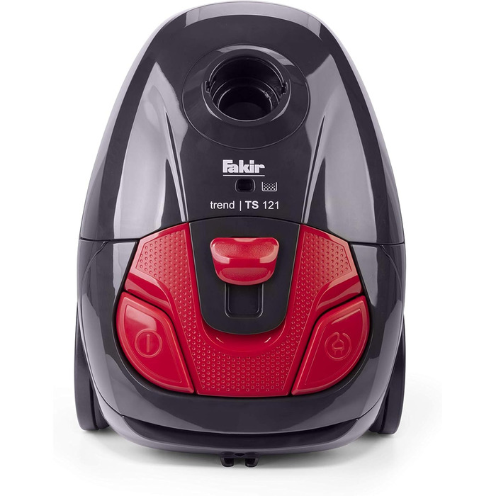 Пилсос Fakir Red Vac Power з мішком, 700W, з кабелем, HEPA фільтр H13, тихий двигун 69dB(A), великий мішок 3л, радіус дії 9м, чорно-червоний (TS 121)