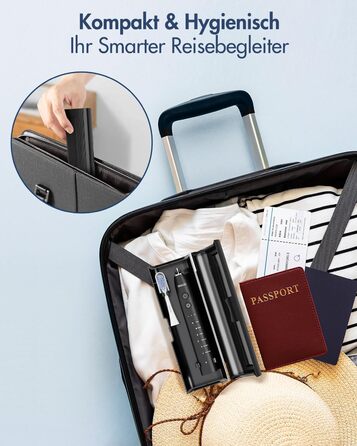 Електрична зубна щітка Sonic з 6 режимами, 3 інтенсивностями, 40000 вібрацій/хв, IPX7, акумулятор 90 днів, таймер, для подорожей, чорна