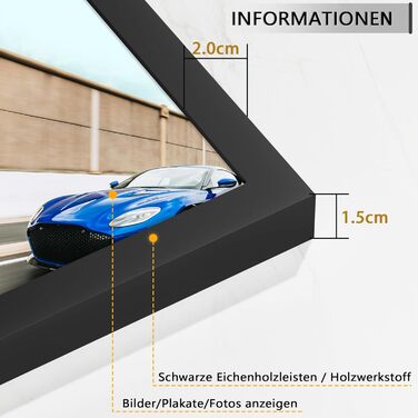 Набір фоторамок 3 шт 70x50 см, дерев'яні рамки для фото, картин, постерів (чорні, 30x45 см)