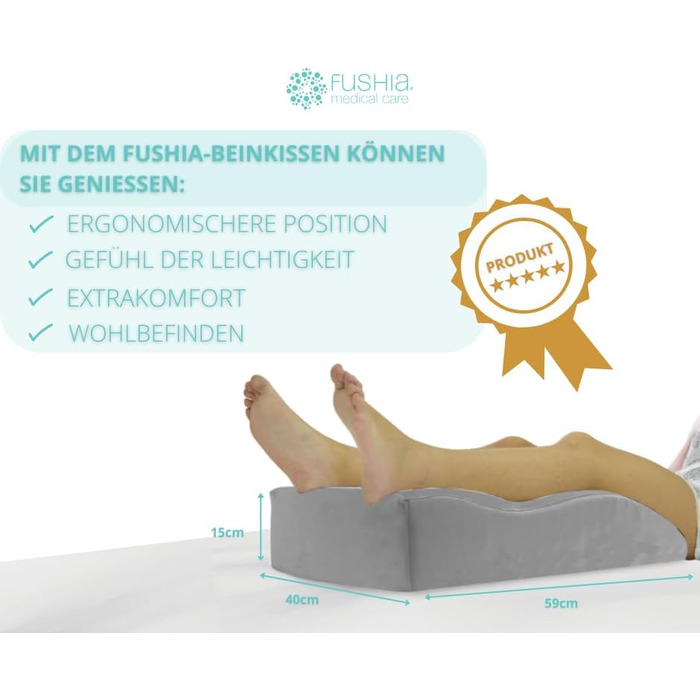 Ортопедична подушка для ніг з м'якої піни, для підтримки ніг та покращення кровообігу. Зручна, знімний чохол, біле/сіре полотно