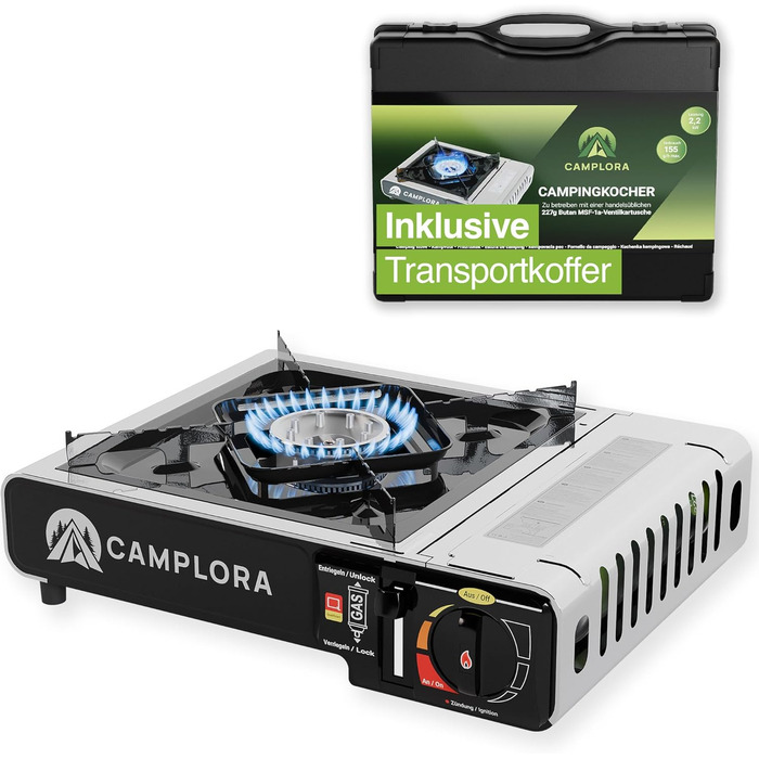 Газовий намет-плита для картриджів MFS-1a з кейсом та п'єзозапалюванням - 2,2 кВт - з функцією безпечного відключення (плита для кемпінгу)