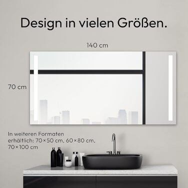 Дзеркало для ванної кімнати Talos Light LED 80x60 см з підсвічуванням, нейтральним білим світлом та алюмінієвою рамою