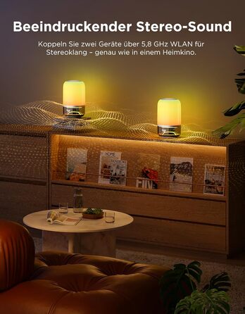 Govee LED лампа з колонкою JBL, Matter-сумісна, акумуляторна, 16 музичних режимів та 100+ сцен