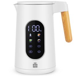 Електричний чайник ForMe з нержавіючої сталі, 1.7 л, регулювання температури 40-100°C, LED дисплей, функція підтримання тепла, BPA Free, білий