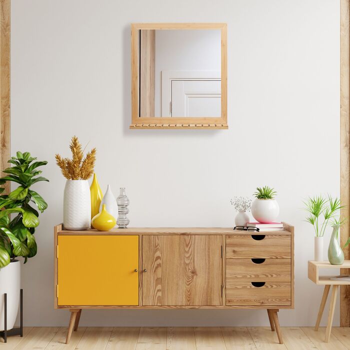 Дзеркало для стіни Relaxdays з бамбуковою полицею