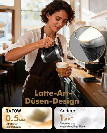 Електричний спінювач молока 5-в-1: автоматичний спінювач молока 350 мл, миється в посудомийній машині, для гарячого та холодного молока, капучино, лате, гарячого шоколаду