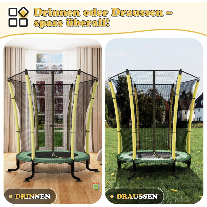 Батут дитячий JUMMICO з захисною сіткою Ø145 см, до 50 кг, для дітей від 3 років, жовтий