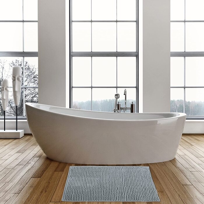 Килимок для ванної MSV килимок для ванної килимок для душу синель килимок для ванної з високим ворсом 60x90 см- (світло-сірий, 50x80 см)