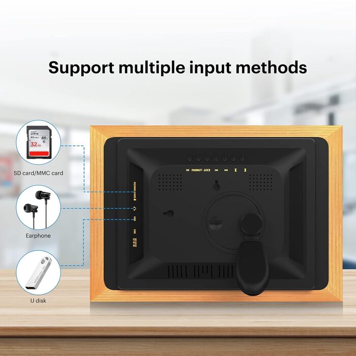 Цифровий фоторамка Kodak 10.1 дюймів з IPS-екраном, підтримкою USB/SD, відтворення фото/музики/відео, календарем та будильником, з пультом дистанційного керування (чорний)