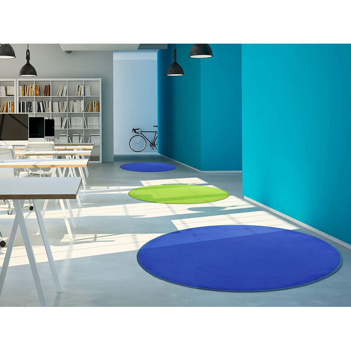 Ідеї Primaflor в текстилі дитячий ігровий килим однотонний коло сидінь-близько 100 см, велюровий килим з коротким ворсом для дитячих кімнат, дитячих садків і шкіл(близько 100 см, синій)