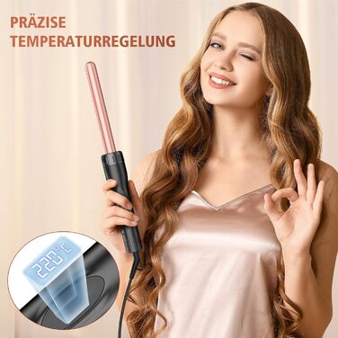 Набір для завивки волосся BESTOPE PRO 5 в 1 з LED-дисплеєм: 3 насадки, регулювання температури, рукавичка, 2 кліпси, рожеве золото