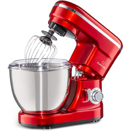 Кухонна машина Klarstein Bella: планетарний міксер з нержавіючої сталі, 1200 Вт, 6 швидкостей, 3 насадки (червоний)